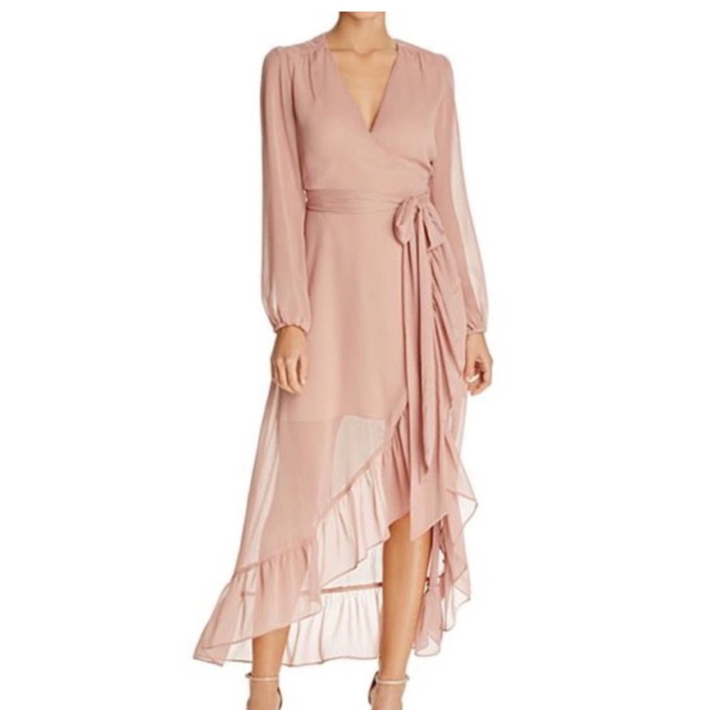 Bardot pink chiffon wrap dress